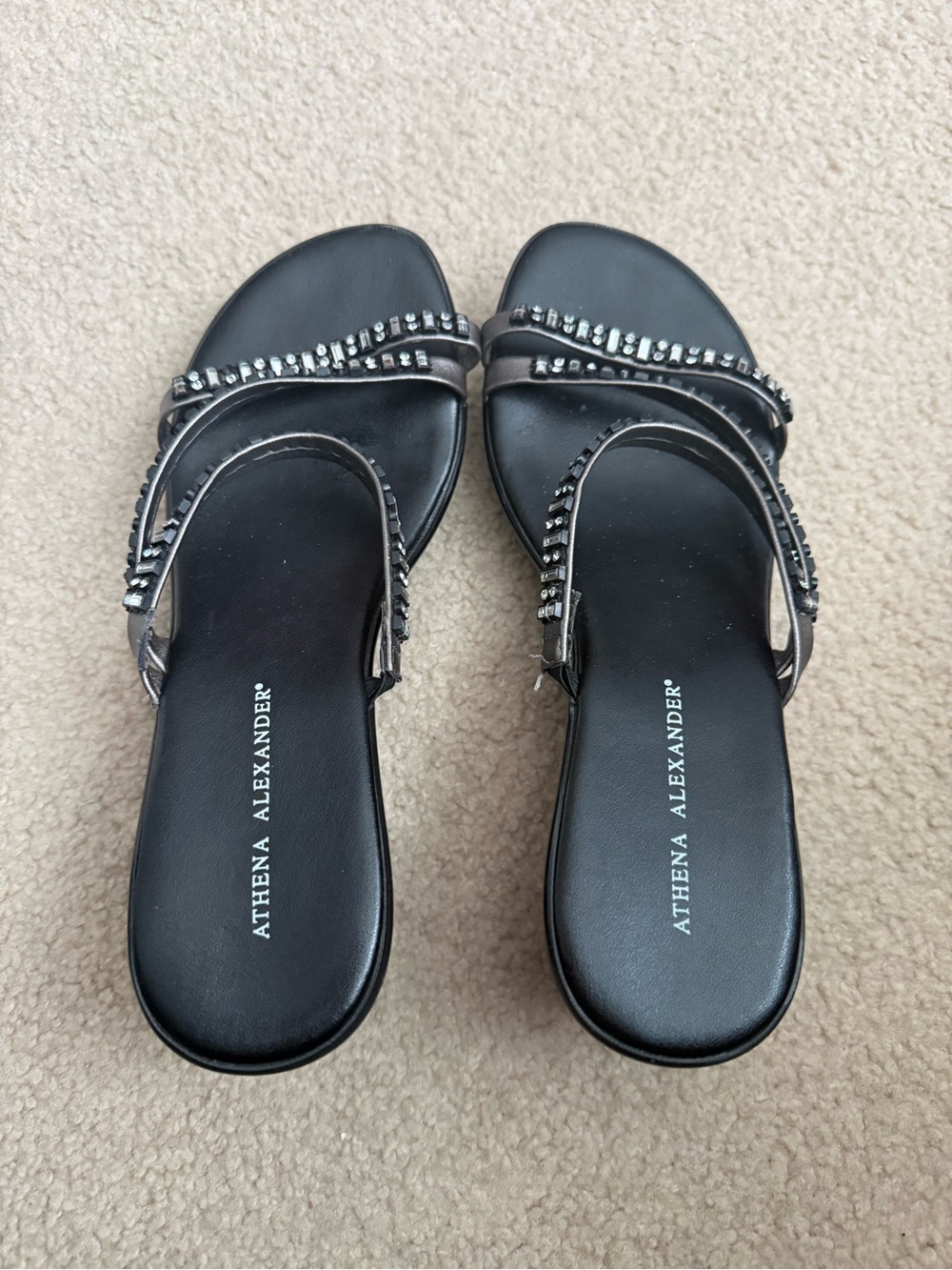 Athena Alexander Black Beaded Slide Mules